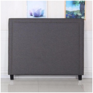 Bed Head Queen Charcoal Headboard Upholstery Fabric Studded Buttons