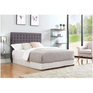 Bed Head Queen Charcoal Headboard Upholstery Fabric Tufted Buttons