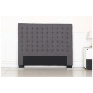 Bed Head Queen Charcoal Headboard Upholstery Fabric Tufted Buttons