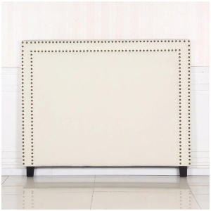Bed Head Queen White Headboard Upholstery Fabric Studded Buttons