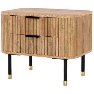 Bedside Table 2 Drawers Paulownia Wood Pine