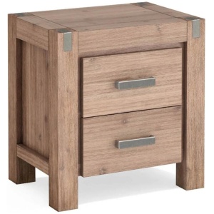 Bedside Table 2 drawers Night Stand Solid Wood Acacia Oak Colour