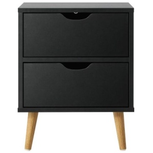 Bedside Tables 2 Drawers Air Gap Handle Black