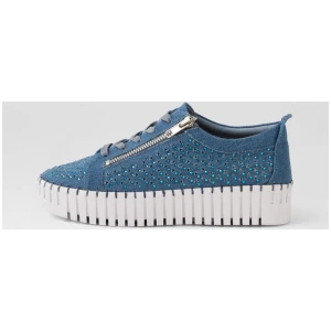 Bertita Dark Denim Fabric Jewels Sneakers