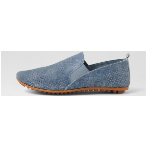 Bescara Blue Denim Leather Flat Shoes