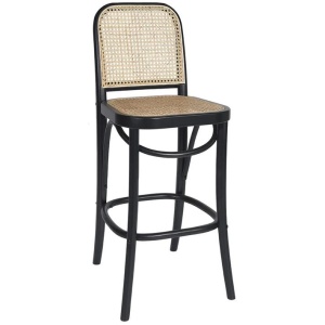 Bisel 70cm Natural Rattan Barstool - Black by Interior Secrets - AfterPay Available