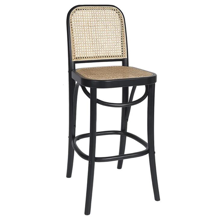 Bisel 70cm Natural Rattan Barstool - Black by Interior Secrets - AfterPay Available