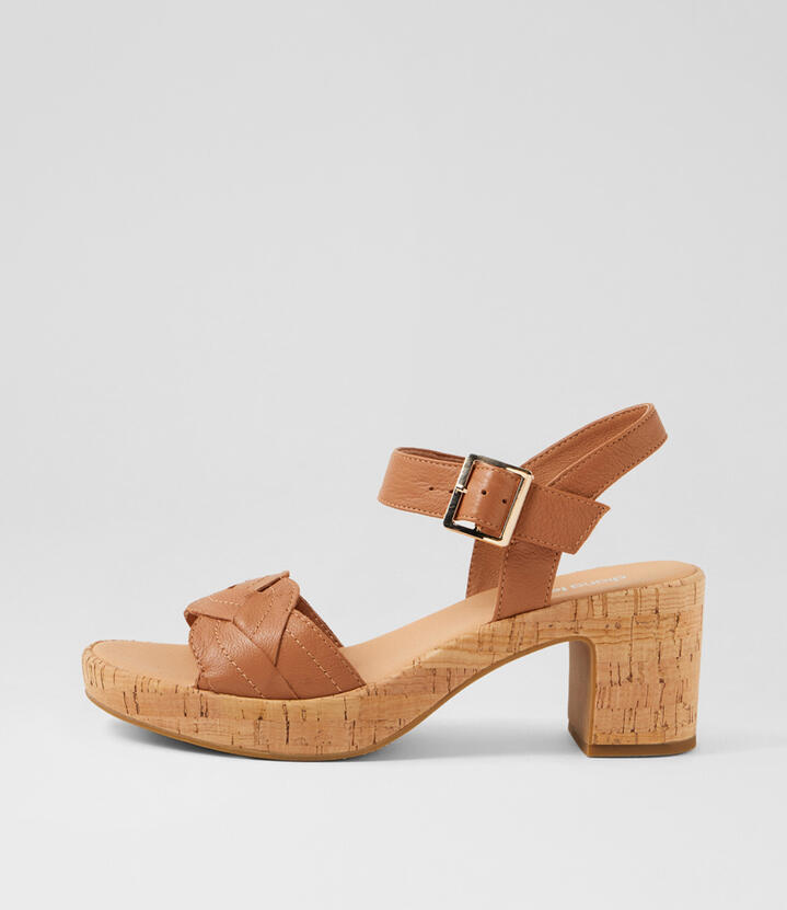 Bishine Dark Tan Cork Leather Sandals