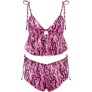 Bluebella BB x Ashley Williams Tattoo Print Luxury Satin Crop Cami and Short Set - 10