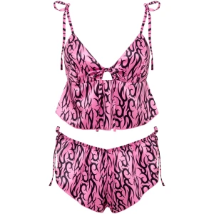 Bluebella BB x Ashley Williams Tattoo Print Luxury Satin Crop Cami and Short Set - 10