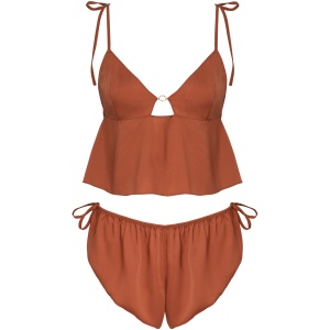 Bluebella Nicole Luxury Satin Crop Cami and Short Set Baked Clay - 16