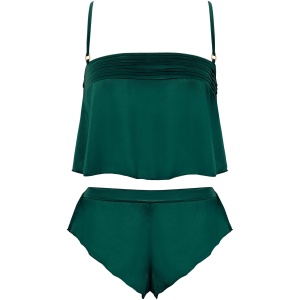 Bluebella Stephanie Luxury Satin Crop Cami and Short Set Botanical Garden Green - 12