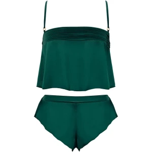 Bluebella Stephanie Luxury Satin Crop Cami and Short Set Botanical Garden Green - 12