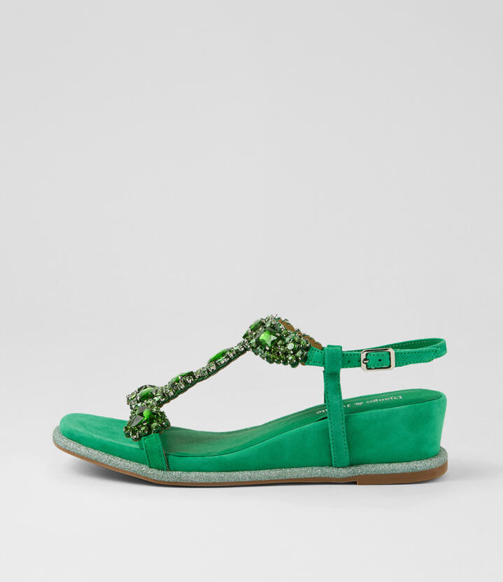 Bradie Light Lime Suede Jewels Sandals