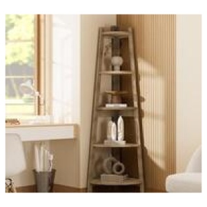 Brin 5 Shelf Corner Bookshelf Neutral