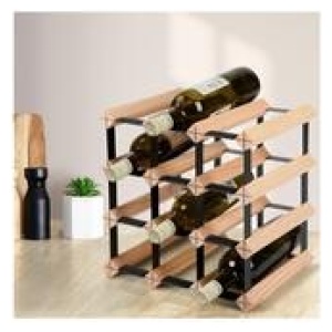 Brio 12 Bottle Pine Wine Rack Brown