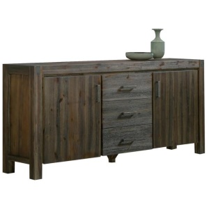 Buffet Sideboard in Chocolate Colour Constructed with Solid Acacia Wooden Frame Storage Cabinet with Drawers
