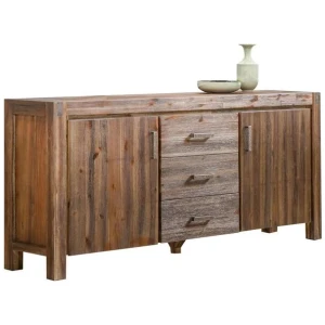 Buffet Sideboard in Chocolate Colour Constructed with Solid Acacia Wooden Frame Storage Cabinet with Drawers