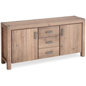 Buffet Sideboard in Oak Colour Constructed with Solid Acacia Wooden Frame Storage Cabinet with Drawers