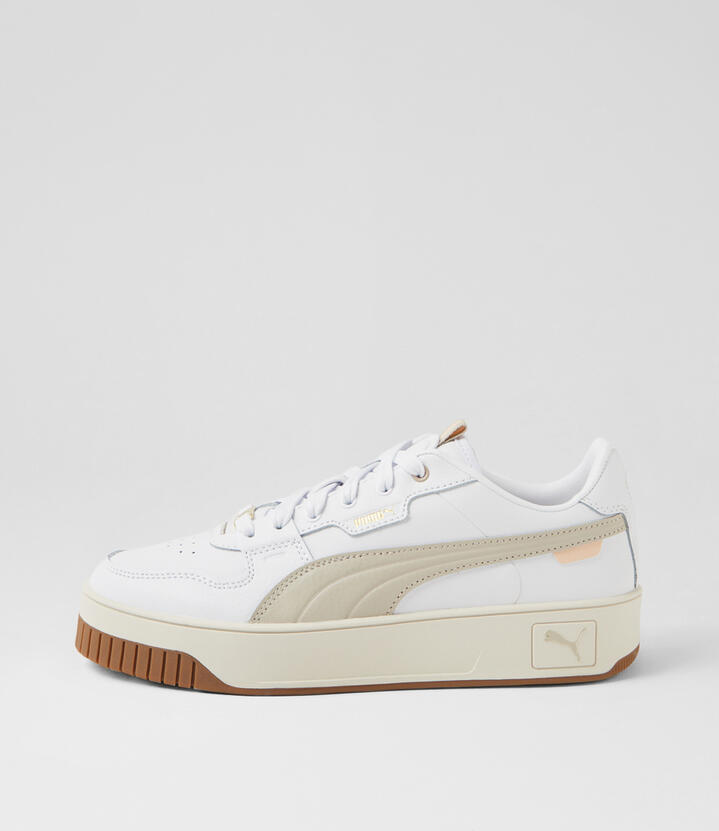 Carina Street Lux W White Desert Dust Gold Leather Sneakers