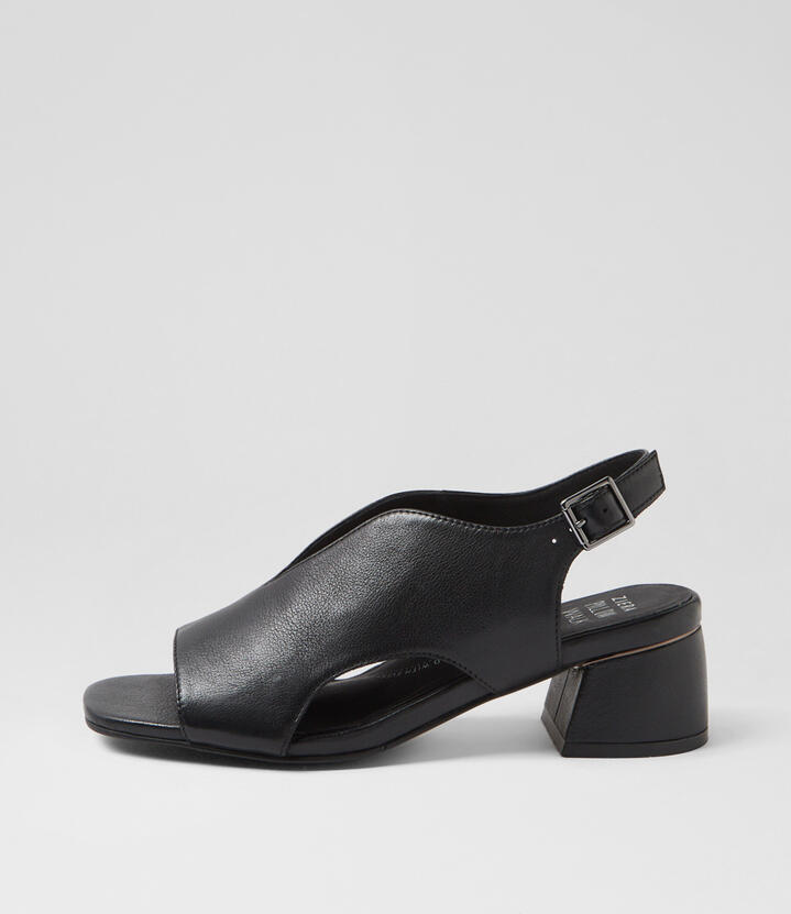 Celsey W Black Leather Sandals