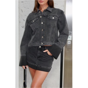 Charlotte Denim Mini Skirt Black Acid