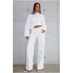 Charlotte Mid Rise Wide Leg Jeans Off White