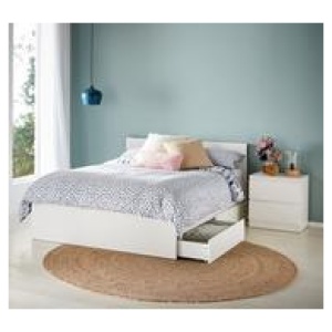 Como Bedside Table White 2 Drawer