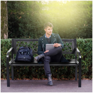 CostwayGarden Bench Metal Park Bench for Terrace and Balcony