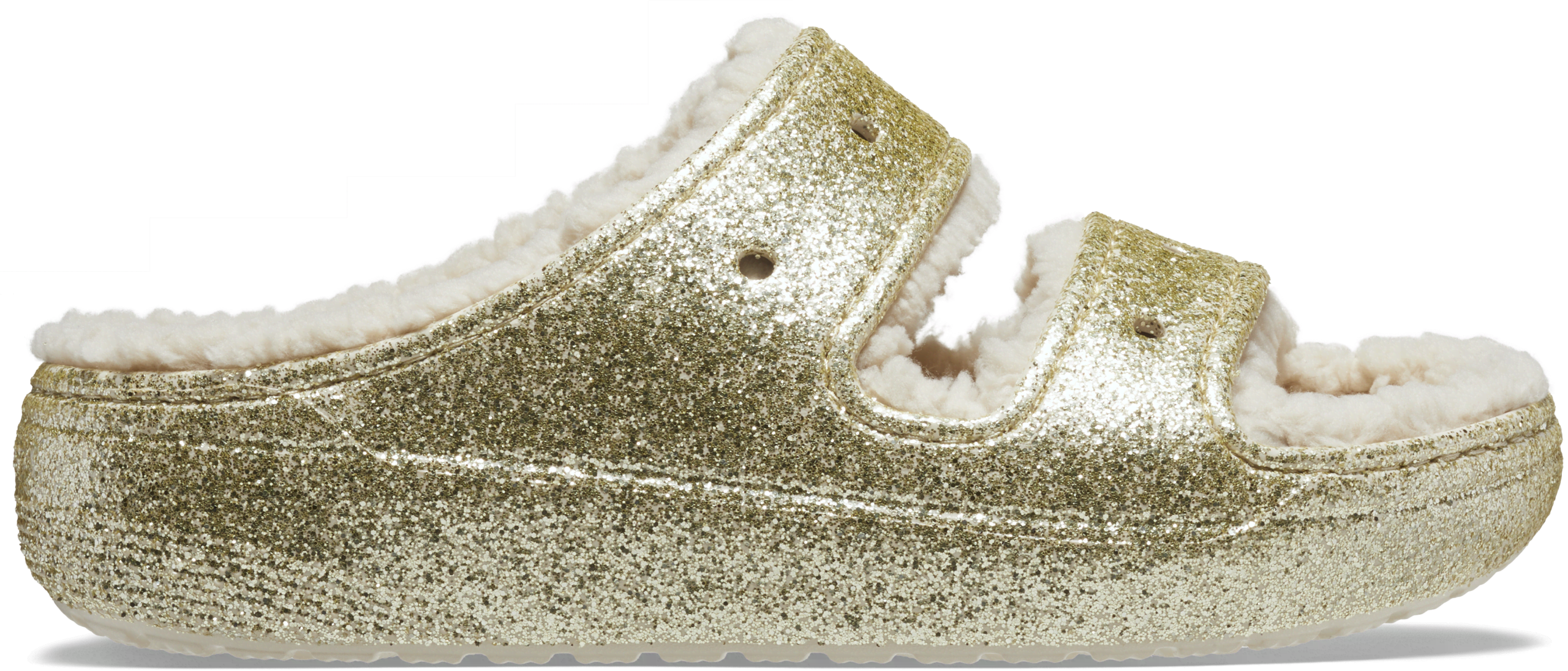 Crocs Classic Cozzzy Glitter II Sandal; Stucco, W8/M6