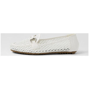 Danne White Fabric Flat Shoes