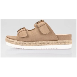 Denmark 2 Taupe Microsuede Slides