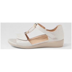 Deza W Ivory Gold Print Leather Sandals
