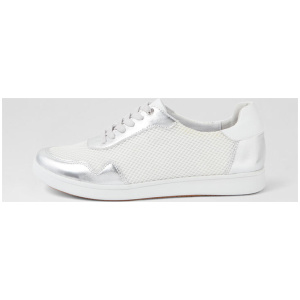 Dinkka Xw Silver White Leather Sneakers