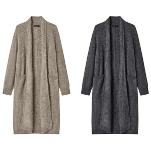 EVERAU® Yak Wool Cashmere Blend Knitwear Long Cardigan Grumo - Khaki / M