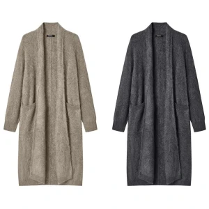 EVERAU® Yak Wool Cashmere Blend Knitwear Long Cardigan Grumo - Khaki / M