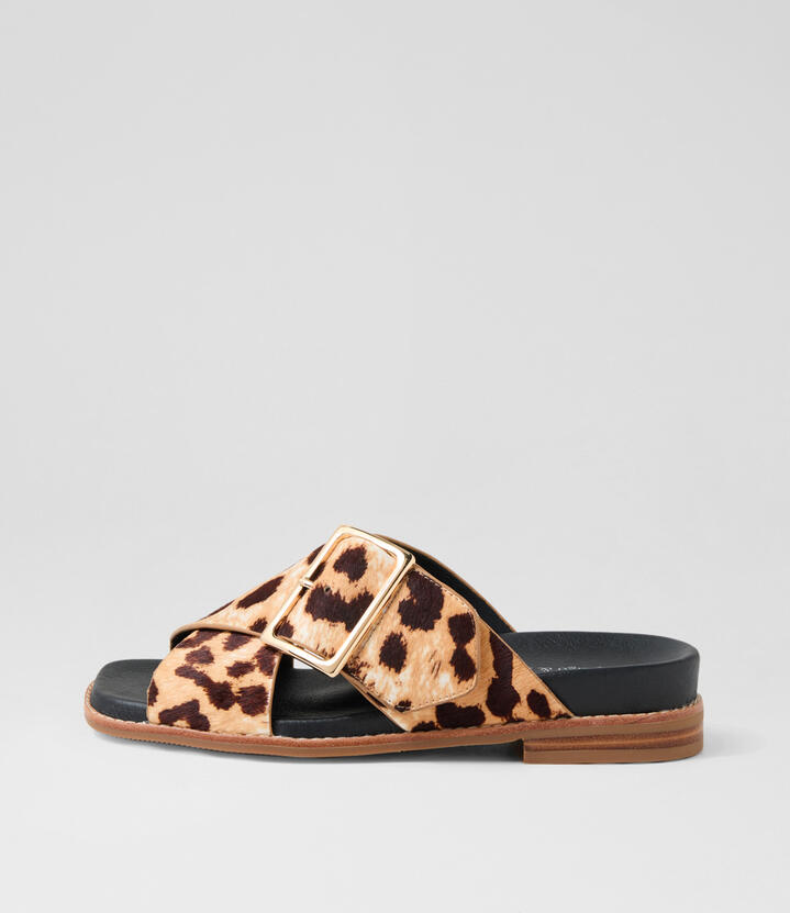 Efri Light Leopard Leather Sandals