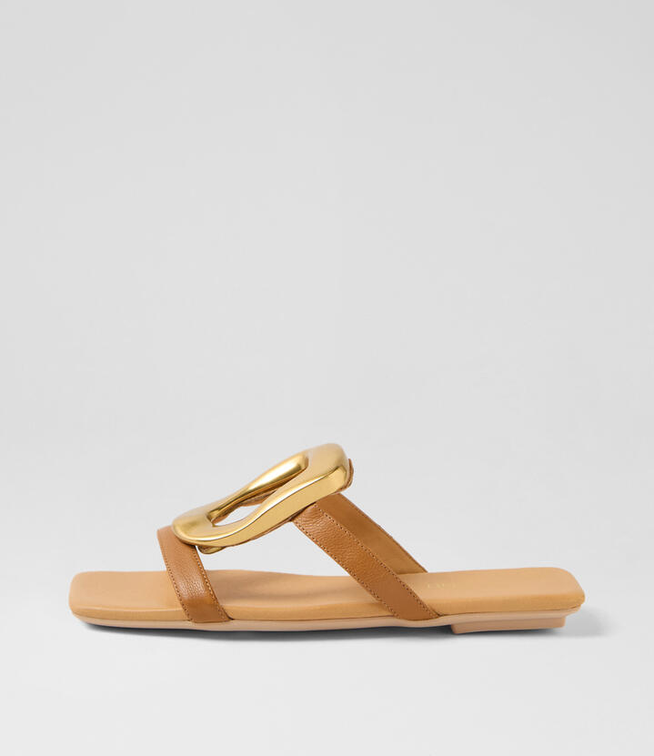 Egil Dark Tan Leather Slides