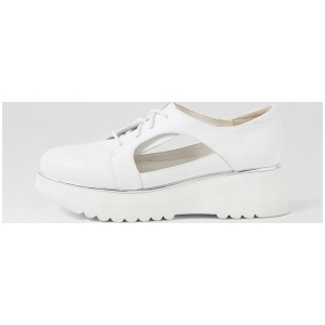 Ellin White Leather Lace Up Flats