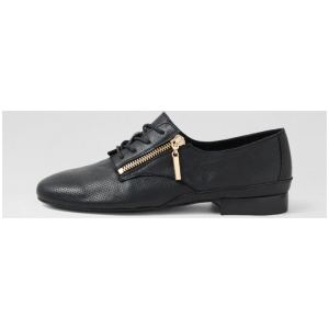 Enka W Black Leather Flat Shoes