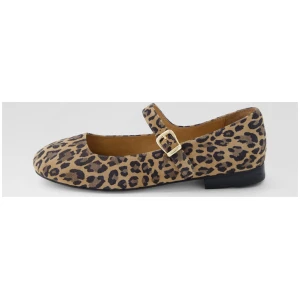 Evony W Camel Leopard Suede Flat Shoes