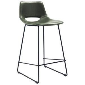 Ex Display - Bernard Faux Leather Bar Stool - Dark Green by Interior Secrets - AfterPay Available