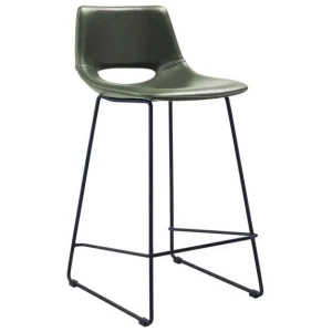 Ex Display - Bernard Faux Leather Bar Stool - Dark Green by Interior Secrets - AfterPay Available