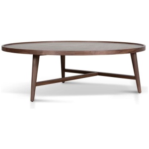Ex Display - Brenda 1.1m Wooden Round Coffee Table - Walnut by Interior Secrets - AfterPay Available