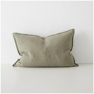 Ex Display - Como Linen Stonewashed Vintage Look Lumbar Cushion - Caper by Interior Secrets - AfterPay Available