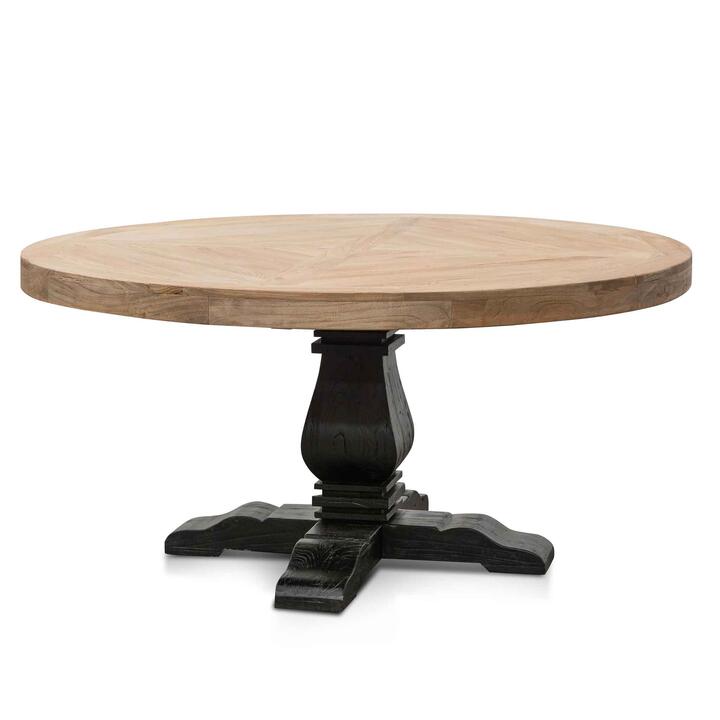 Ex Display - Kara Reclaimed 1.6m Round Dining Table - Natural Top and Black Base by Interior Secrets - AfterPay Available
