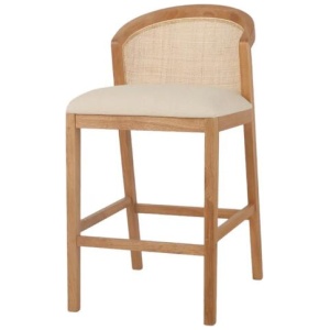 Ex Display - Margie Fabric Barstool - Light Beige by Interior Secrets - AfterPay Available