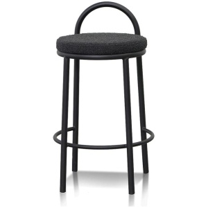 Ex Display - Mclean 63cm Black Frame Bar Stool - Black Boucle by Interior Secrets - AfterPay Available