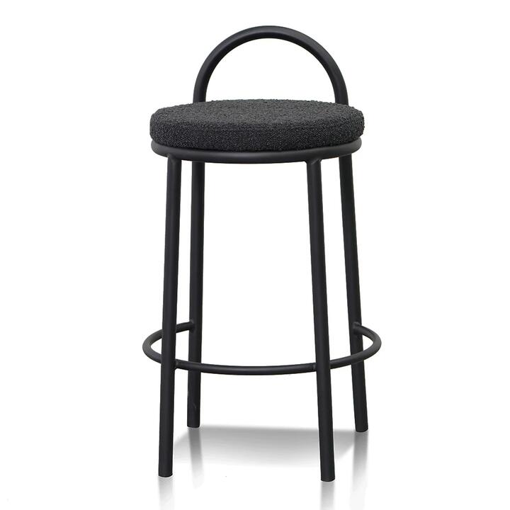 Ex Display - Mclean 63cm Black Frame Bar Stool - Black Boucle by Interior Secrets - AfterPay Available