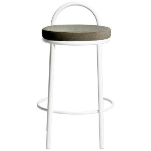 Ex Display - Mclean 63cm White Frame Bar Stool - Dark Moss Green by Interior Secrets - AfterPay Available